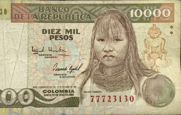 BILLETE DE .000  COMUNIDAD EMBERA 1993  (Vf)
