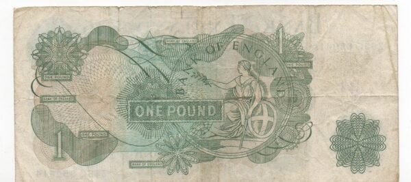 BILLETE UNA LIBRA ESTERLINA HISTORIA Y VALOR ACTUAL 1960 (VF)