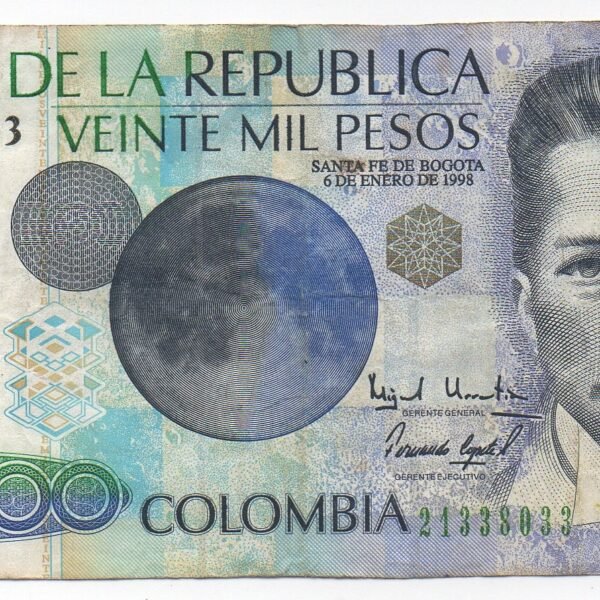 BILLETE DE 20.000 JULIO GARAVITO LOGO NUEVA GRANADA 1998