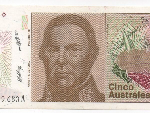 BILLETE DE 5 AUSTRALES ARGENTINOS 1986 (UNC)