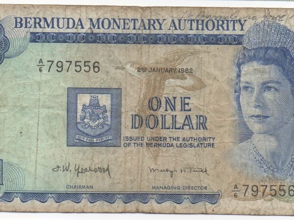 BILLETE DE 1 DOLAR BERMUDAS REINA ISABEL II 1982 UNA JOYA HISTORICA DE LOS TERRITORIOS BRITANICOS