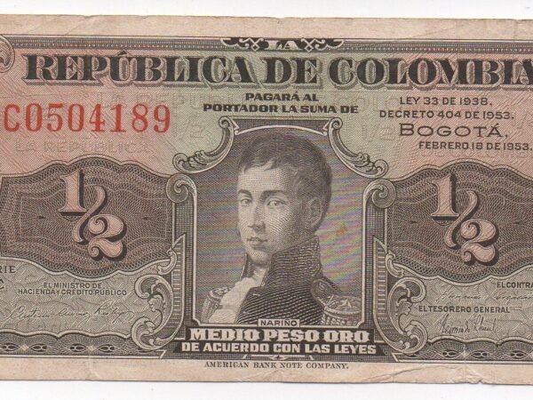 BILLETE ½ PESOS LLERITAS 1953