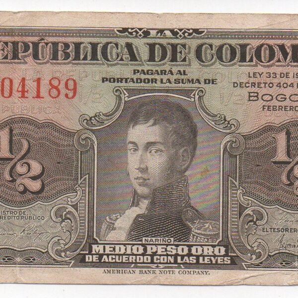 BILLETE ½ PESOS LLERITAS 1953