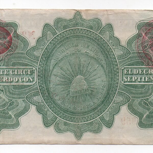 BILLETE DE 5 PESOS GOBIERNO PROVICIONAL MEXICO 1914 (VF)