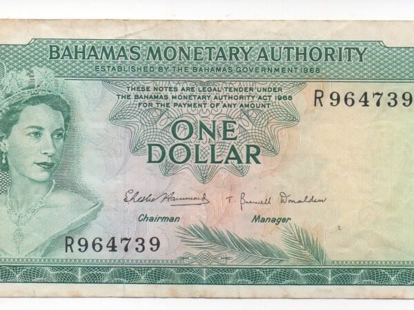 BILLETE DE 1 DÓLAR – BAHAMAS 1968 – REINA ISABEL II