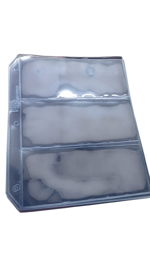 HOJAS 3 DIVISIONES TAMAÑO CARTA PARA BILLETES CONSERVACION PROFECIONAL NUMISMATICA