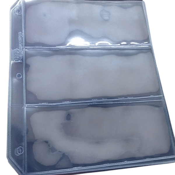 HOJAS 3 DIVISIONES TAMAÑO CARTA PARA BILLETES CONSERVACION PROFECIONAL NUMISMATICA