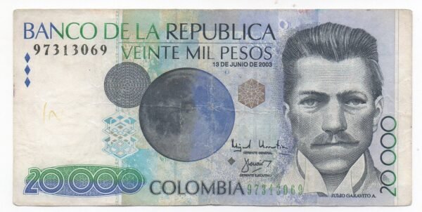 BILLETE DE 20.000 JULIO GARAVITO REPOSICION 2003