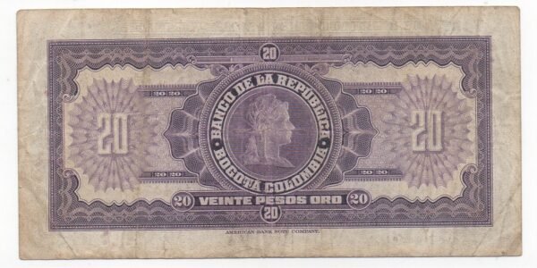 BILLETE 20 PESOS ORO 1963 (VF) PENSANTE