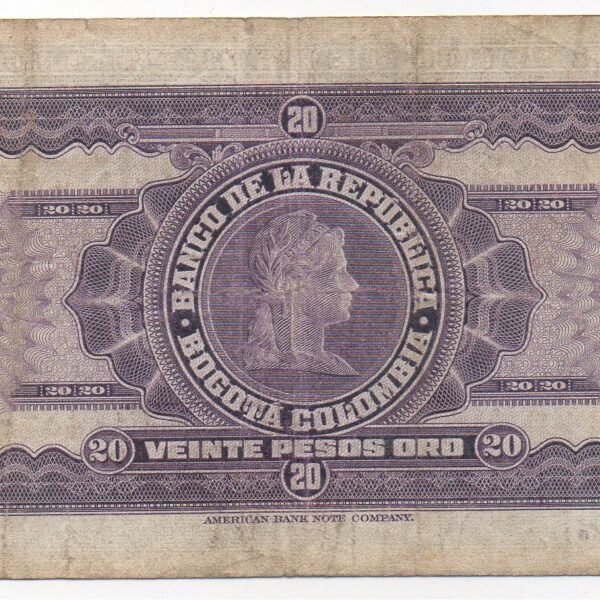 BILLETE 20 PESOS ORO 1963 (VF) PENSANTE