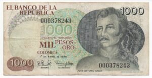 BILLETE DE 1.000 PESOS 1979 JOSE ANTONIO GALAN HISTORIA Y PATRIOTAS EN PAPEL