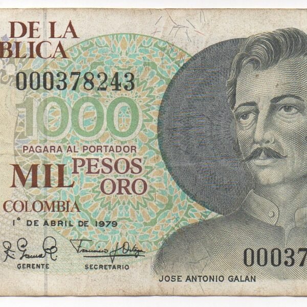 BILLETE DE 1.000 PESOS 1979 JOSE ANTONIO GALAN HISTORIA Y PATRIOTAS EN PAPEL