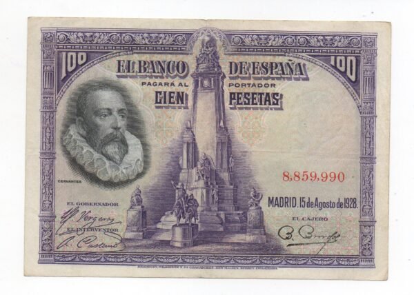 BILLETE 100 PESETAS  ESPAÑA 1928 DON QUIJOTE