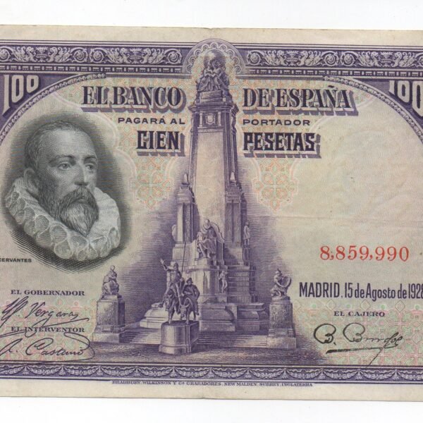 BILLETE 100 PESETAS  ESPAÑA 1928 DON QUIJOTE