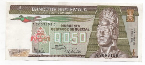 BILLETE DE 50 CENTAVOS DE QUETZAL GUATEMALA 1986