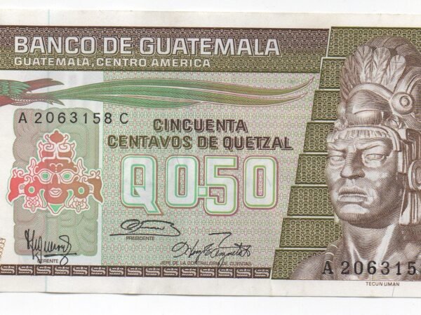 BILLETE DE 50 CENTAVOS DE QUETZAL GUATEMALA 1986
