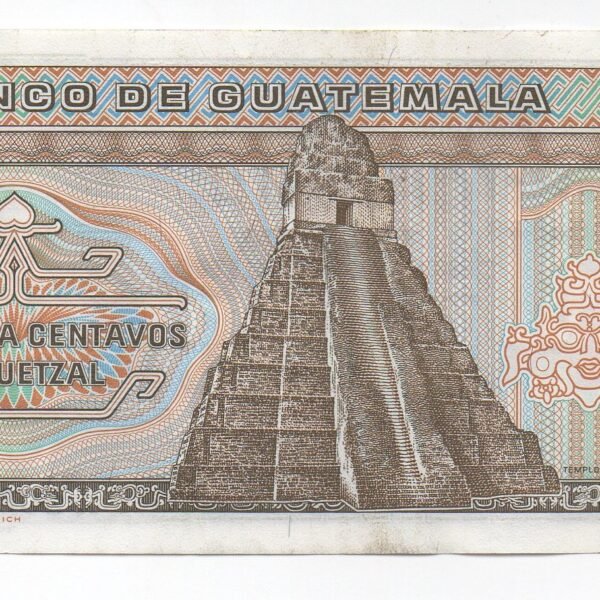 BILLETE DE 50 CENTAVOS DE QUETZAL GUATEMALA 1986