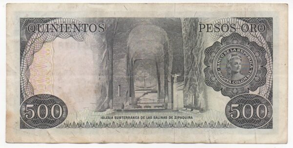 BILLETE DE 500 PESOS ORO 1979 SERIAL CON PELICULA TRANSPARENTE