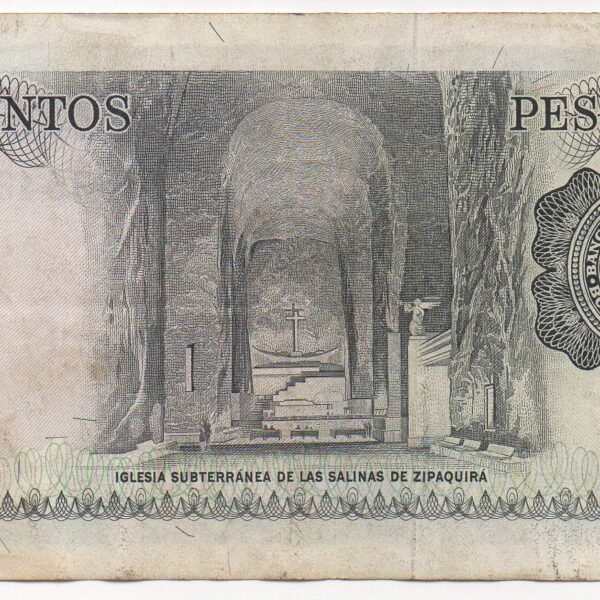BILLETE DE 500 PESOS ORO 1979 SERIAL CON PELICULA TRANSPARENTE