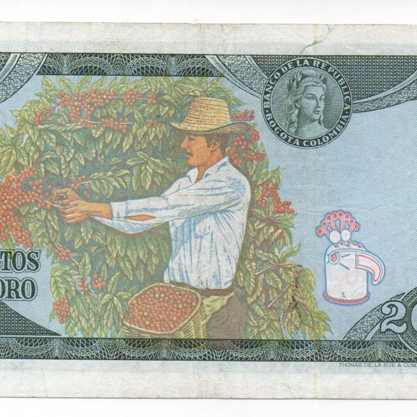 BILLETE DE 200 PESOS ORO 1978 CON VARIANTE ¨R¨ CULTURA CAFETERA