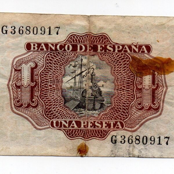 BILLETE DE UN PESETA DE ESPAÑA 1953 MARQUEZ DE SANTA CRUZ