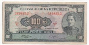 ESTUPENDO BILLETE DE 100 PESOS ORO 1958 HISTORICO Y COLECCIONABLE