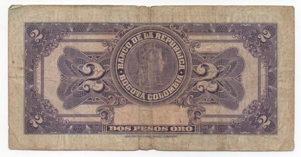 BILLETE DE 2 PESOS ORO 1950  ¡ HISTORICO Y ARTISTICO !