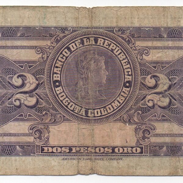 BILLETE DE 2 PESOS ORO 1950  ¡ HISTORICO Y ARTISTICO !