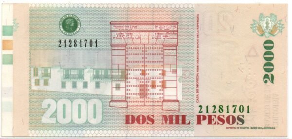 BILLETE DE 2.000 PESOS ERROR TIPO BANDELETA