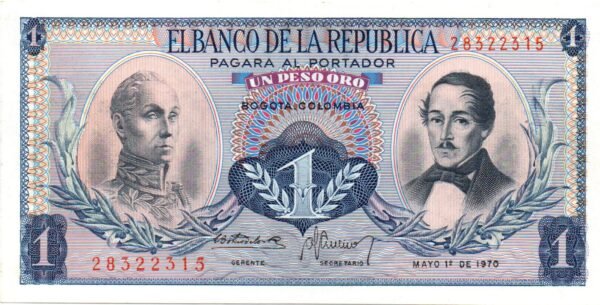 BILLETE DE 1 PESO ORO  – UNA JOYA DE LA HISTORIA Y EL PATRIOTISMO COLOMBIANO