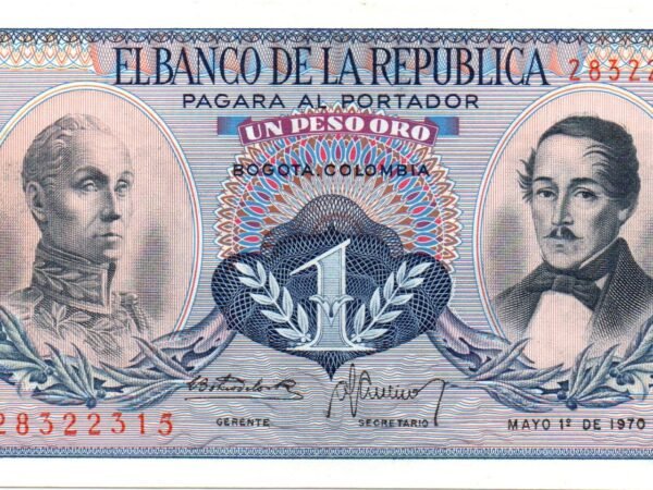 BILLETE DE 1 PESO ORO  – UNA JOYA DE LA HISTORIA Y EL PATRIOTISMO COLOMBIANO