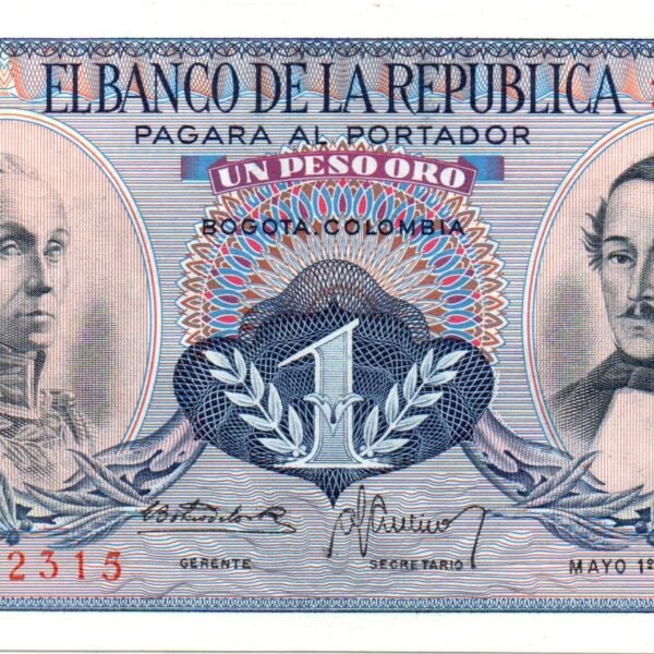 BILLETE DE 1 PESO ORO  – UNA JOYA DE LA HISTORIA Y EL PATRIOTISMO COLOMBIANO