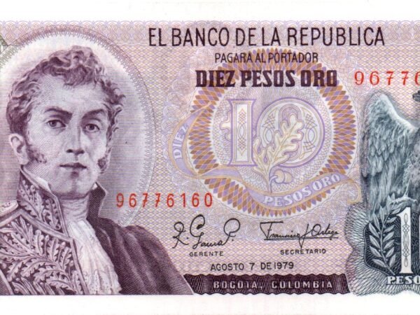 BILLETE DE 10 PESOS COLOMBIA 1963–1980  ANTONIO NARIÑO Y SAN AGUSTÍN – PIEZA ICÓNICA Y CULTURAL