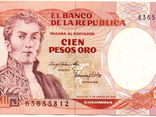 BILLETE DE 100 PESOS ORO COLOMBIA 1983–1991 (ANTONIO NARIÑO)