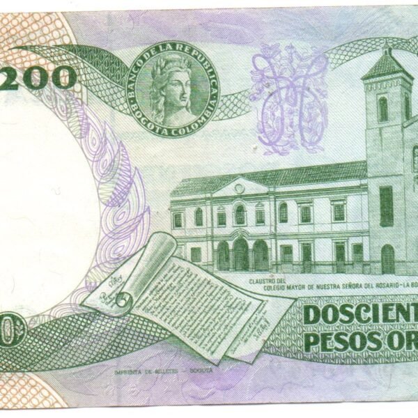 BILLETE DE 200 PESOS ORO COLOMBIA 1983–1992 (JOSÉ CELESTINO MUTIS)