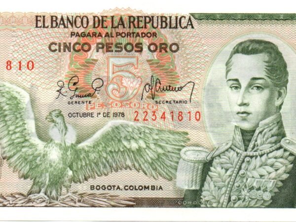 BILLETE DE 5 PESOS COLOMBIA 1961–1981  JOSÉ MARÍA CÓRDOVA