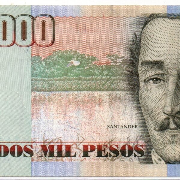 BILLETE DE 2.000 PESOS ERROR TIPO BANDELETA