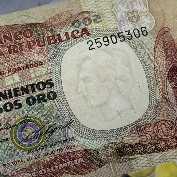 BILLETE 500 PESOS ORO SANTANDER -1984 (PRADO VERDE)