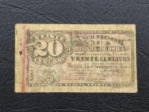 Billete de 20 Centavos Colombia 1900 – Guerra de los Mil Días