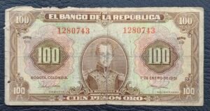 Inicio 12 Billete 100 Pesos Oro Colombia 1951 | Santander – Libertad | 7 Dígitos