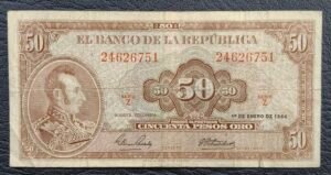 Inicio 12 BILLETE DE 50 PESOS ORO 1964 (EF) ANTONIO JOSE DE SUCRE
