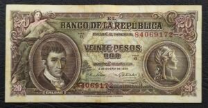Inicio 7 Billete 20 Pesos Oro Colombia 1965 | Caldas – Libertad
