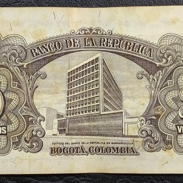 Billete 20 Pesos Oro Colombia 1965 | Caldas – Libertad