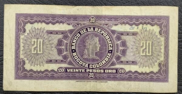 Billete de 20 Pesos Oro “Pensante” – 2 de Enero de 1963 | Última Fecha | Estado 7–8