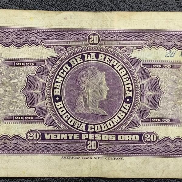 Billete de 20 Pesos Oro “Pensante” – 2 de Enero de 1963 | Última Fecha | Estado 7–8