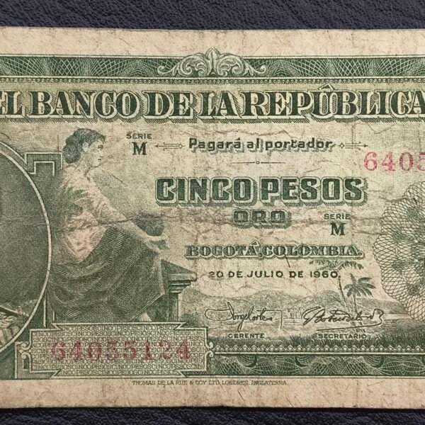 Billete de 5 Pesos Oro – 20 de Julio de 1960 | Córdoba | Segunda Fecha