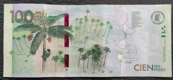 Billete de 100.000 Pesos Colombia – 24 de Octubre de 2023 | Serial Pachas 77008822 | Estado 7