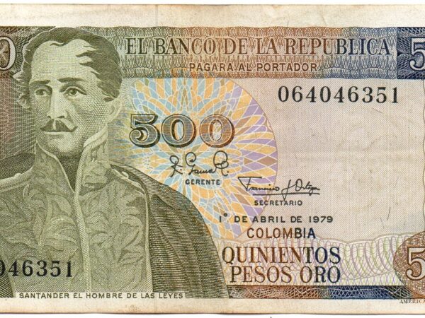 Billete 500 Pesos Oro Banco de la República 1979