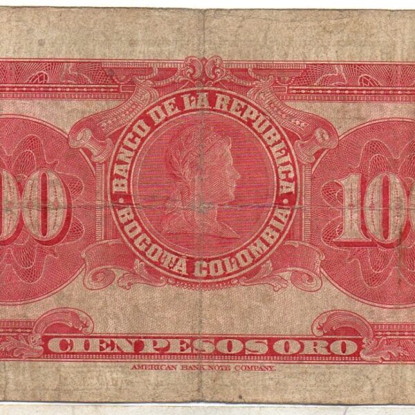Billete de 100 Pesos Oro Colombia – Francisco de Paula Santander-1951