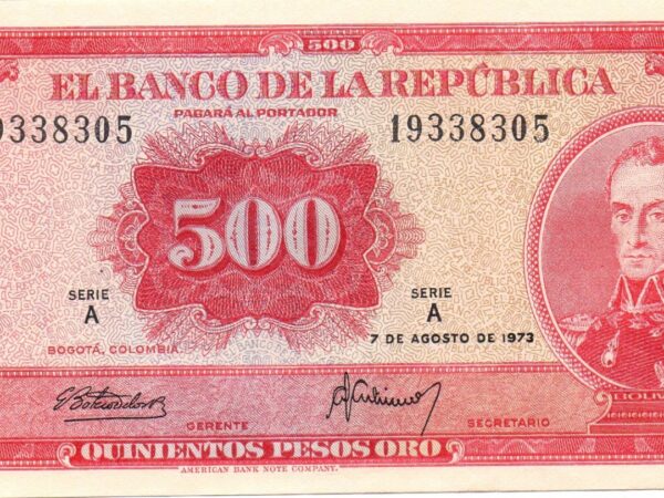 Billete de 500 Pesos Pargo Rojo – Falso de la Época 1973